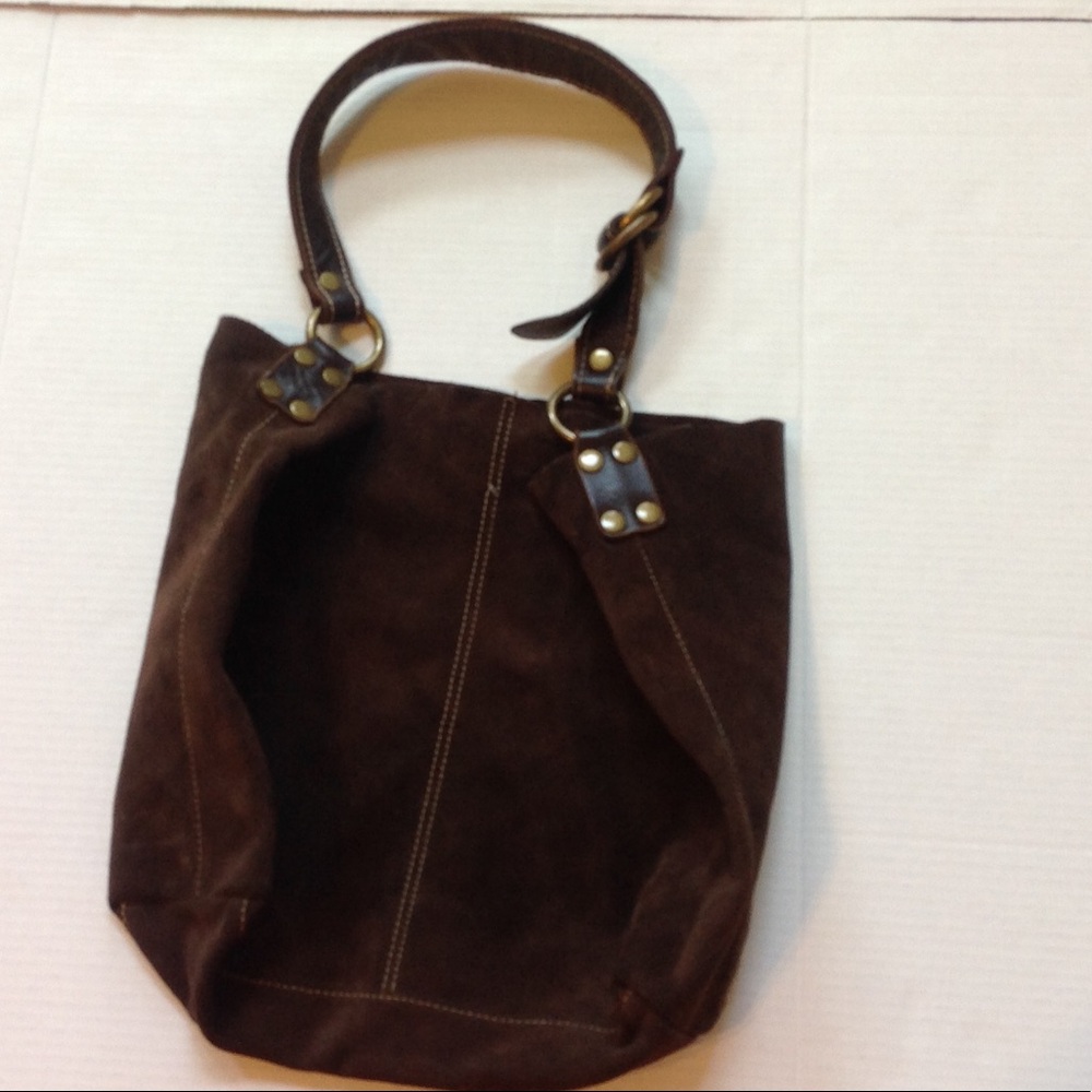 Lucky Brand Brown Suede Hobo Duffle Shoulder Bag